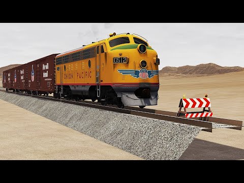 Train vs Crazy Mistake Unfinished Rail Block Crossing - BeamNG.Drive