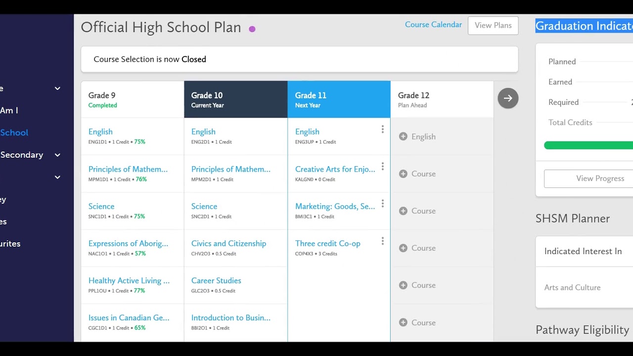 Course Selection: Student Course Selection Demo