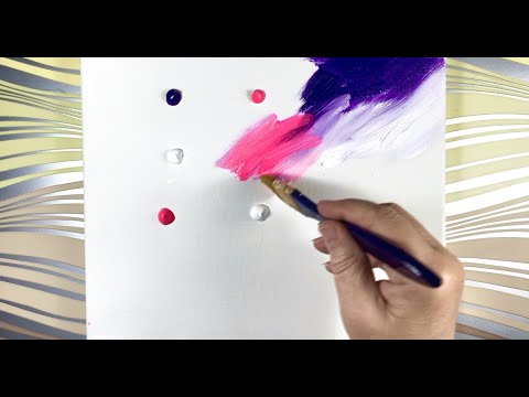 Amazing Pink Sky / Hares and Tree / 4 colours / Easy Acrylic Painting