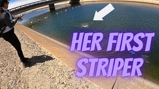 Finally!! First CA Aqueduct Fish of The Year!!! | CA Aqueduct Striper Fishing |