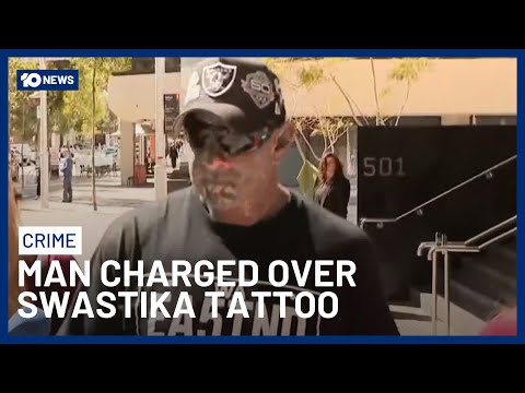 Former Bikie Charged After Appearing In Court With A Nazi Tattoo On His Face | 10 News