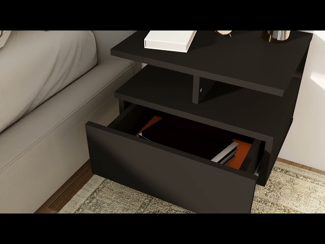 Video teaser per 800407 vidaXL Floating Nightstand Black 40x31x27 cm Engineered Wood