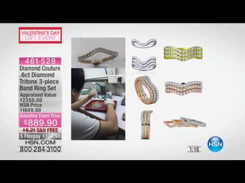 ALR 11104: DIAMOND COUTURE 14K GOLD .6CT DIAMOND TRITONE 3-PIECE BAND RING SET