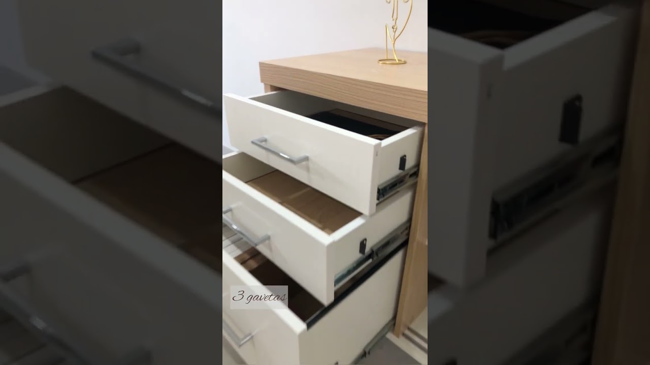 Thumbnail do vídeo - Balcão Tamburato com Gavetas - Carvalho/Branco