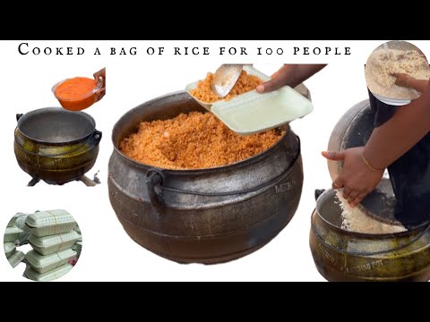 Cooking A Bag of  Rice for 100 persons - How To Make Party Jollof