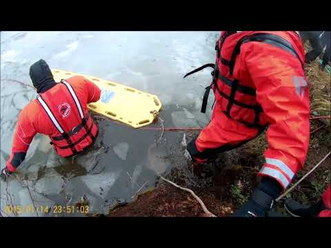 SDH J.Hradec - záchrana osoby z ledu (cvičení)