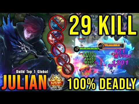29 Kills!! Best Julian One Hit Build and Emblem - Build Top 1 Global Julian ~ MLBB