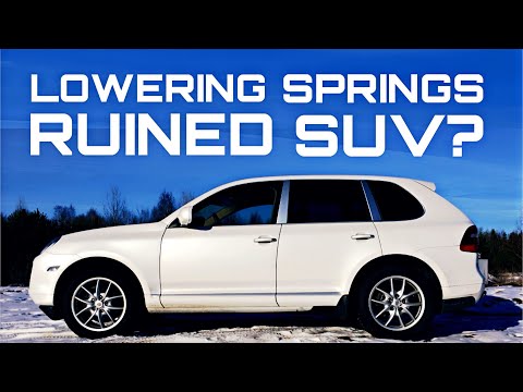 A review of Porsche Cayenne on H&R lowering springs - weird stance problem has been solved