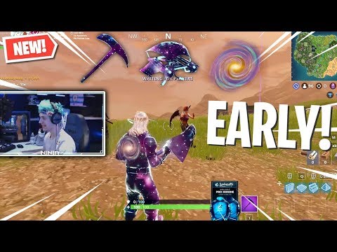 ninja uses new galaxy skin bundle items early first ever gameplay fortnite - fortnite galaxy gameplay