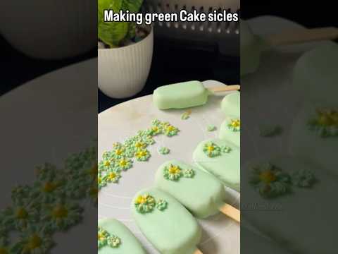 Making a green cake sicles
