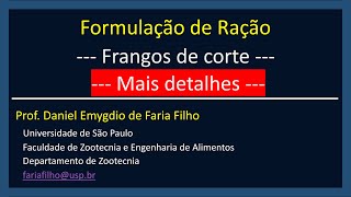Formulação de ração para frangos — avicultura aplicada
