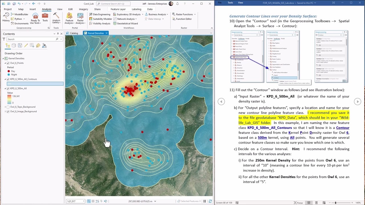 Wildlife Analysis in ArcGIS Pro: Using Kernel Densities to estimate Home Ranges and Core Areas