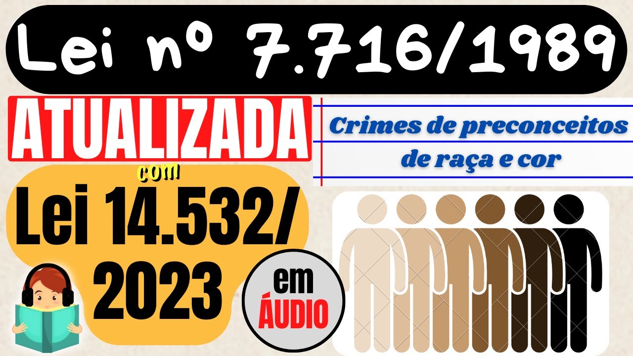 Lei 7.716/89 em ÁUDIO ATUAL. c/ Lei 14.532/2023- Crimes resultantes de preconceito de raça ou de cor