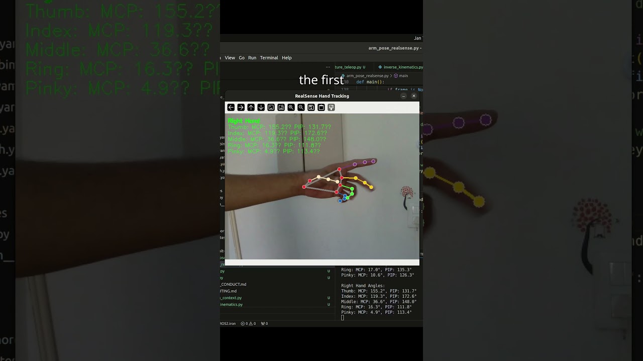 Hand Pose Recognition using Realsense Camera and Mediapipe  #robotics  #ai