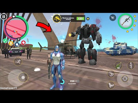 Rope Hero Vice Town - (Rope Hero Fight Car Robot on Bridge) Helicopter Destroy Bridge Rope - HD