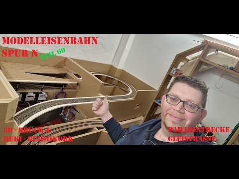 Teil 69 Modelleisenbahn Spur N Paradestrecke Gleistrasse Segment 3, Heki Bahndamm, 3D-Druck, MoBa 4K