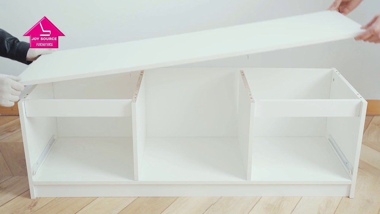 HOW to assembleTV Cabinet Black TV Stand with Lights Modern LED TV Cabinet with Storage Drawers（001）