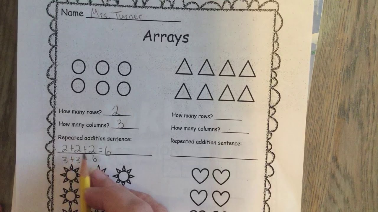 “Arrays” Worksheet Instructions