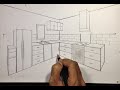 How To Draw Kitchen Set in Two Point Perspective