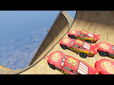 Lightning McQueen Disney Pixar car Vs Mega Ramp in GTA 5