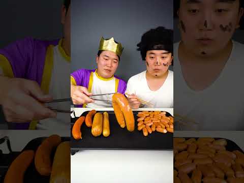 Fire noodle Kielbasa, Vienna, Frank Sausage. Big Ham Mukbang | TikTok Funny Videos | HUBA #shorts