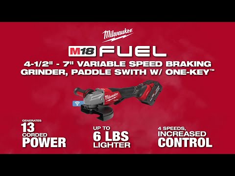 Milwaukee® M18 FUEL™ 4-1/2"-7" Variable Speed Braking Grinder, Paddle Switch w/ ONE-KEY™