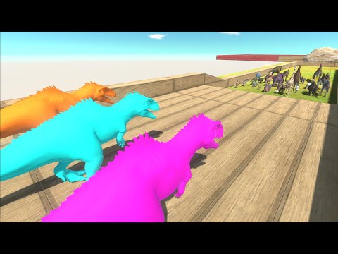 Escape from Neon Giganotosaurus Team - Animal Revolt Battle Simulator