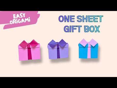 One Paper Gift Box Origami Cute Easy Folding Tutorial