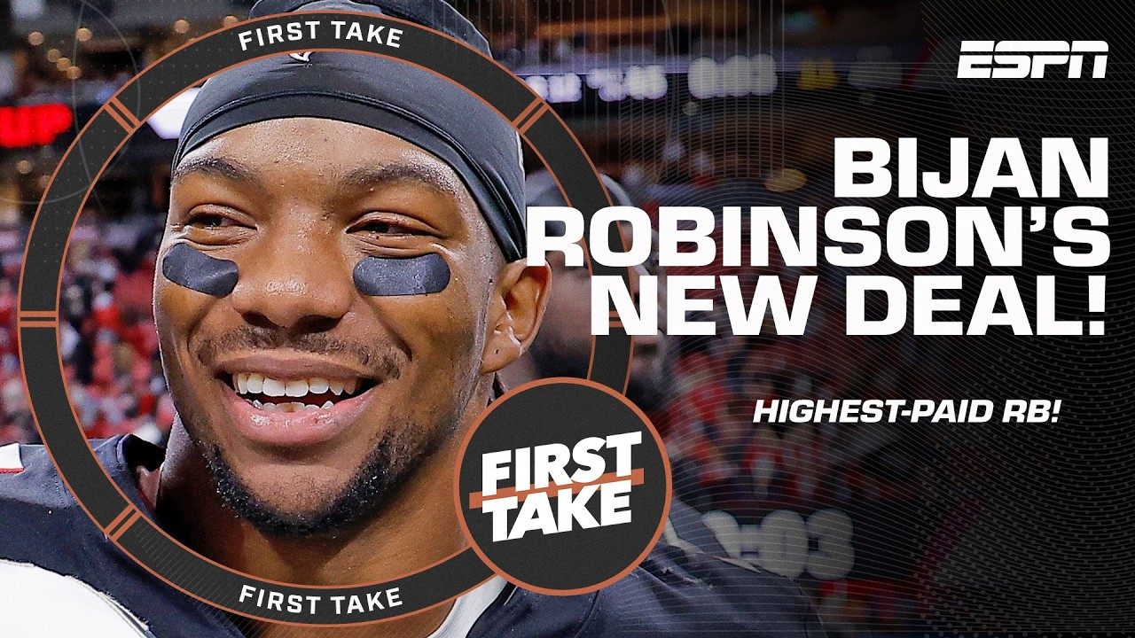 Stephen A. is ‘VERY HAPPY’ for Bijan Robinson’s new deal! ‘This brother is ALL WORLD!’ | First Take