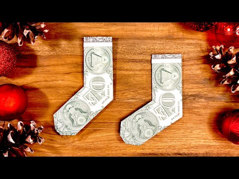 Easy Dollar Bill Origami Socks 🎄 Christmas Money Origami Tutorial