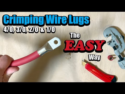 How To Crimp Battery Wire Lugs on 4/0 3/0 2/0 1/0 Gauge Wire