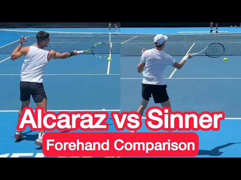 Carlos Alcaraz vs Jannik Sinner Forehand Comparison (Tennis Technique Explained)
