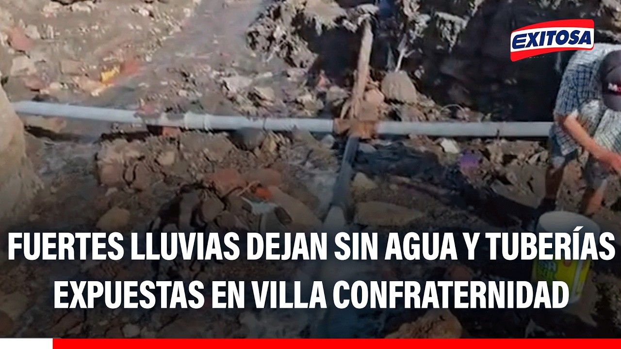 🔴🔵 Arequipa: Fuertes lluvias dejan sin agua y tuberías expuestas en Villa Confraternidad
