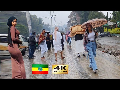 ውቢቷ 4ኪሎ በዝናብ , 🇪🇹 Addis Ababa walking Tour 2024 , Ethiopia [4K]