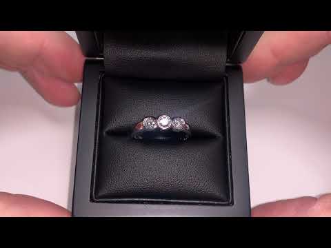 LFBJR0223(WG): Diamond Trilogy Ring Bezel/Rub-Over Set 0.75ct, 18k White Gold or Platinum