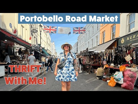 PORTOBELLO ROAD MARKET! Shop With Me! Thrifting for HIDDEN TREASURES! Vintage Flea Market Finds