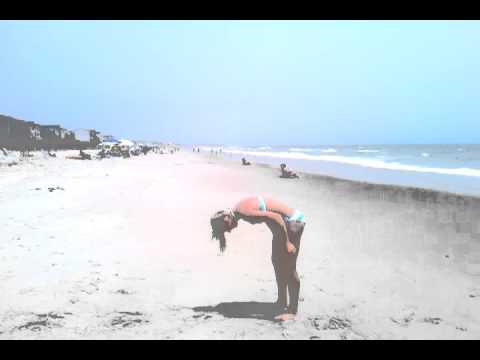Bekah - standing back tucks on the beach 07-05-11