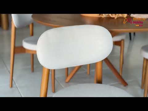 Video thumbnail of Sala de Jantar Mesa Ballare 120cm Tampo Redondo com 4 Cadeiras Ballare Soft Moderna Mobília
