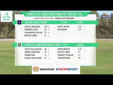 ASCA Carlton MID A Grade Round 3 - Complete Constructions NT Cricket Club v Solergy Alice Tigers