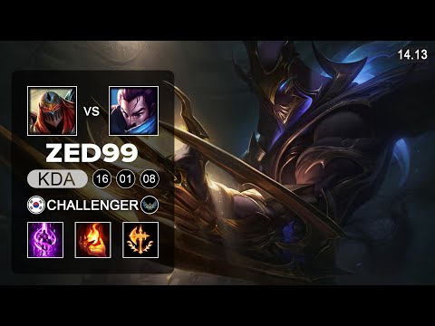 ZED99 Zed vs Yasuo Mid - KR Challenger - Patch 14.13 Season 14