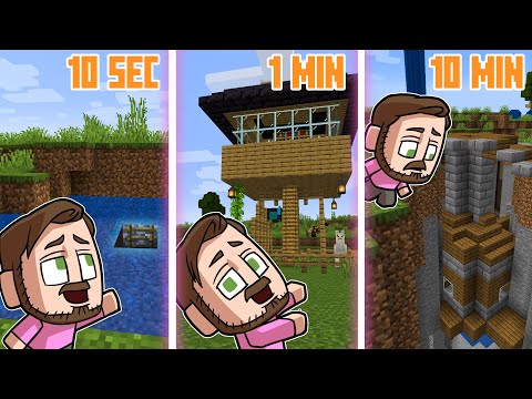 10 Second vs 1 Minute vs 10 Minute House Build Off! Crazy Results!