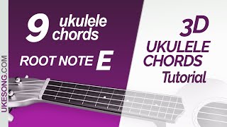 9 most used Ukulele chords Root note E | Learn E, Em, E7, Emaj7, Emin7, Edim,, Edim7, Eaug, Eaug7