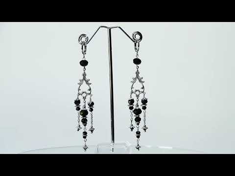 Длинные серьги с черными бусинами подвесками Афина Ручная работа - фото 1 - id-p1418683261