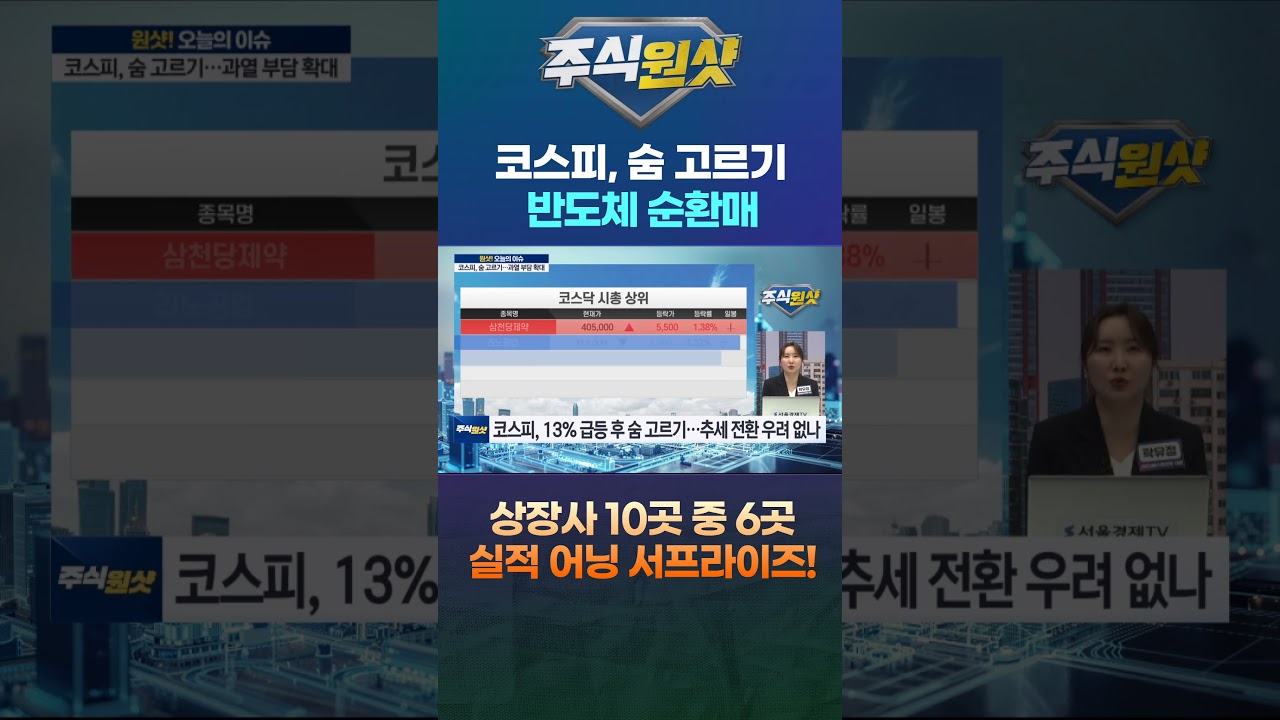코스피, 숨 고르기 반도체 순환매 상장사 10곳 중 6곳 실적 어닝 서프라이즈!