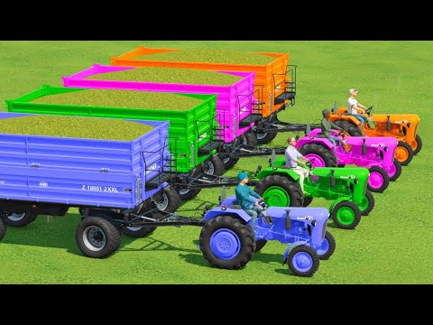 MINI URSUS TRACTORS OF COLORS! TRANSPORTING & HARVESTING CORN CHAFF! Farming Simulator 22