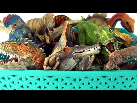 Box of Dinosaurs Schleich Collection - Tyrannosaurus, Spinosaurus in the dinosaur toy box
