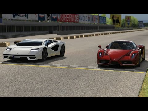 Ferrari Enzo 2002 vs Lamborghini Countach LPI 800-4 2022 at Monza Full Course