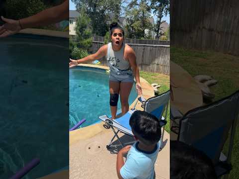 Dad and son throw moms phone in Pool then surprise her with new one #shorts