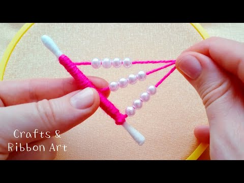 It's so Beautiful !! Easy Woolen Flower Making Trick Using Cotton Buds - DIY Woolen Flowers