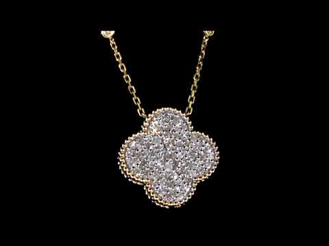 14K YELLOW/WHITE GOLD 1.26CT TDW CLUSTER DIAMOND CLOVER PENDANT. Ref. 116 1225